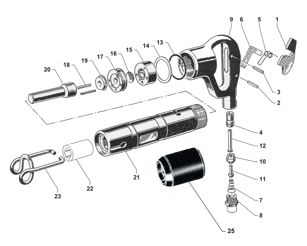 Fig-0 Diagram and Parts List for GV5  Chicago Pneumatic Hammer